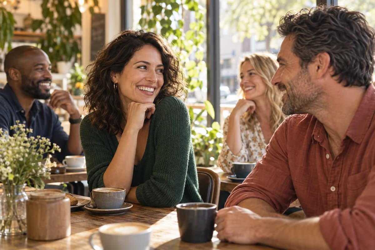 A man and woman getting to know each other over coffee